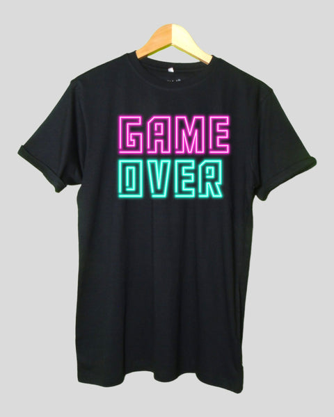 Mens Game Over T shirt Black color Round Neck Half Sleeves