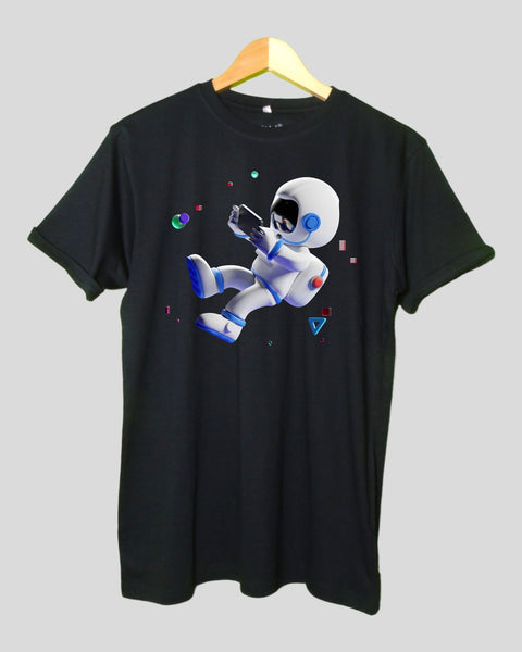 Men's Astronaut T shirt Black color Round Neck Half Sleeves