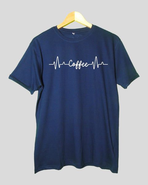Men's Coffee of Happiness T shirt Navy Blue color Round Neck Half Sleeves