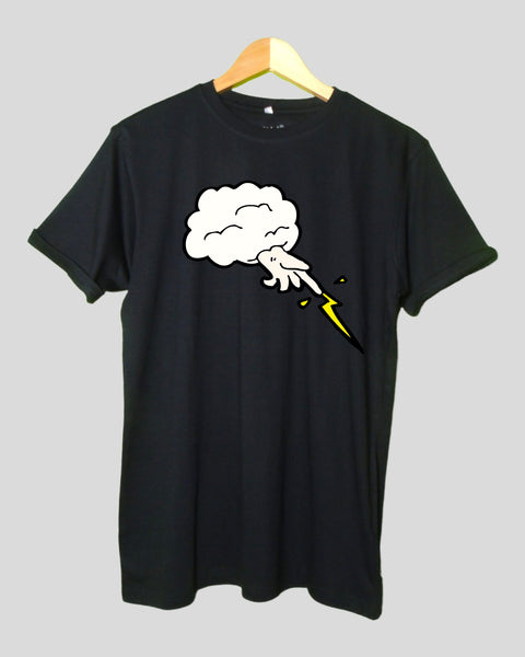 Men's Clouds T shirt Black color Round Neck Half Sleeves