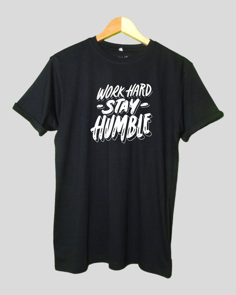 Men's work hard stay humble T shirt Black color Round Neck Half Sleeves