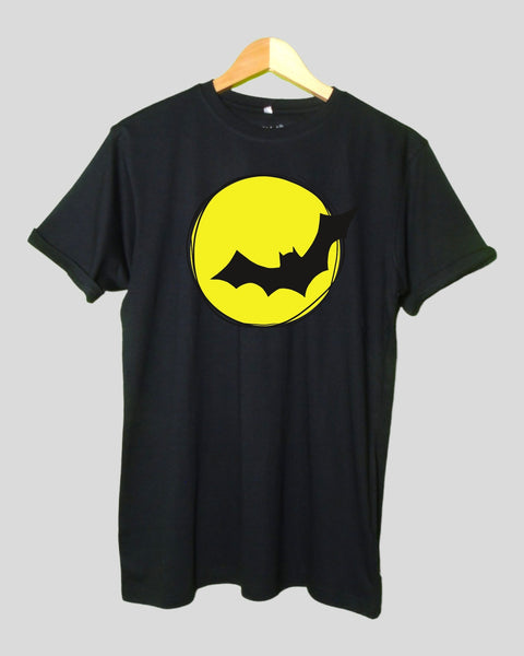 Men's Bat T shirt Black color Round Neck Half Sleeves