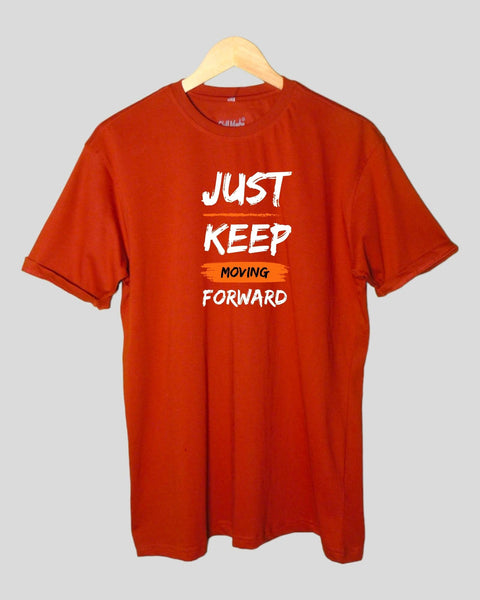 Men's Just Keep Forwarding Theme T shirt Rust color Round Neck Half Sleeves