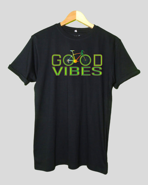 Men's Good Vibes T shirt Black color Round Neck Half Sleeves
