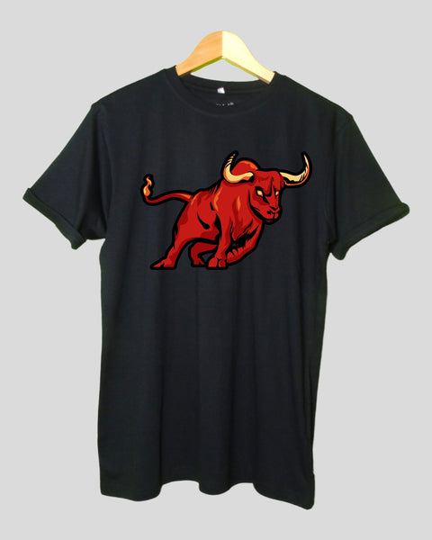 Men's Bull T shirt Black color Round Neck Half Sleeves