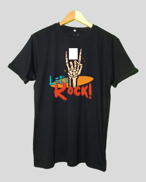 Men's Let's Rock T shirt Black color Round Neck Half Sleeves
