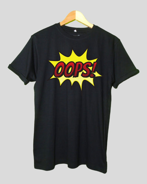 Men's Oops T shirt Black color Round Neck Half Sleeves