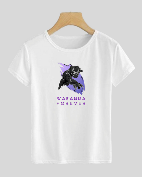 Super heroes Black Panther T shirt  Round Neck Half