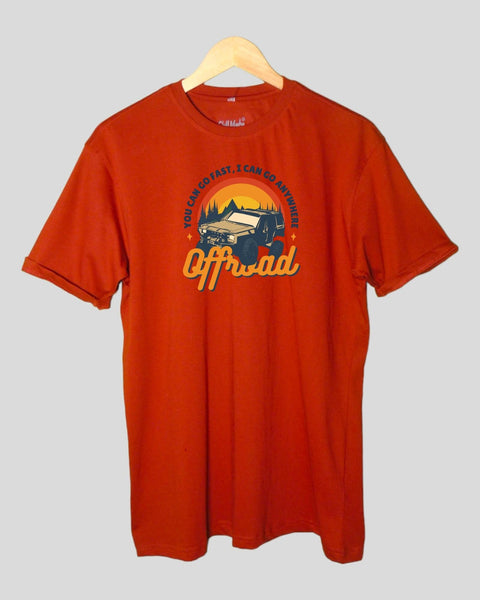 Men's off road Theme T shirt Rust color Round Neck Half Sleeves
