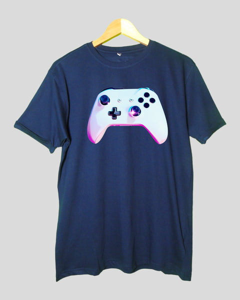 Men's Gaming of Happiness T shirt Navy Blue color Round Neck Half Sleeves