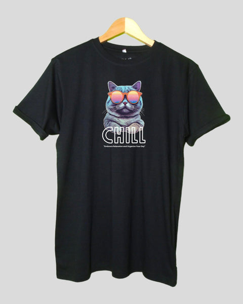 Men's Studio Chill T shirt Black color Round Neck Half Sleeves