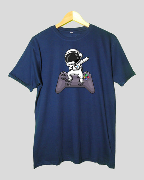 Men's Astronaut Gamer T shirt Navy Blue color Round Neck Half Sleeves