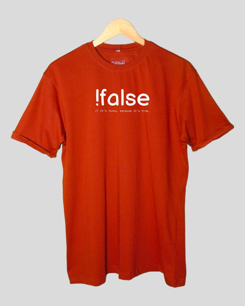 Men's False Theme T shirt Rust color Round Neck Half Sleeves