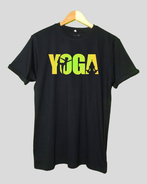 Men's Yoga T shirt Black color Round Neck Half Sleeves