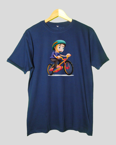 Men's Rider theme T shirt Navy Blue color Round Neck Half Sleeves