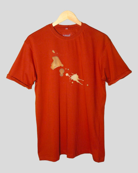 Men's  Coffee theme T shirt Rust color Round Neck Half Sleeves