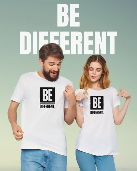 Be Different - White Printed T-Shirt Crew Neck