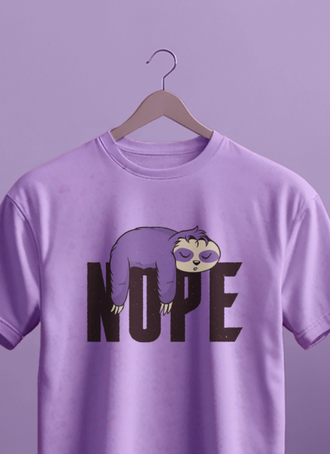 Nope Theme Lavender Color Cotton UniSex T Shirt