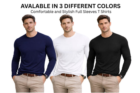 Classic Plain T-Shirt Crew Neck Full Sleeves - COMBOS