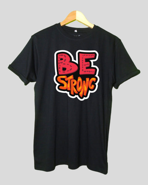 Men's Be Strong  T shirt Black color Round Neck Half Sleeves