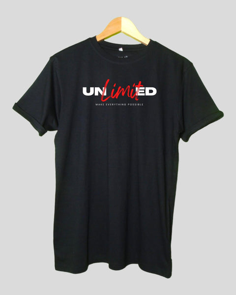 Men's unlimited Theme T shirt Black color Round Neck Half Sleeves