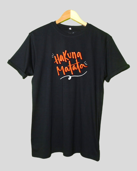 Mens Hakuna Matata T shirt Black color Round Neck Half Sleeves