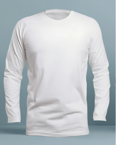 Classic White Plain T-Shirt White Color Crew Neck Full Sleeves