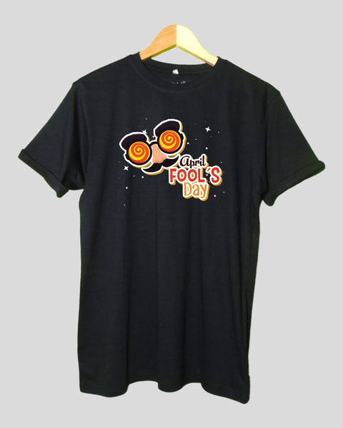 Mens April Fools Day T shirt Black color Round Neck Half Sleeves