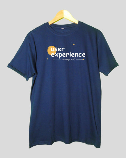 Men's User Experience theme T shirt Navy Blue color Round Neck Half Sleeves