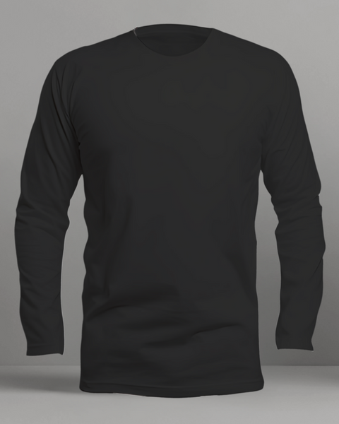 Classic Plain T-Shirt Black Color Crew Neck Full Sleeves