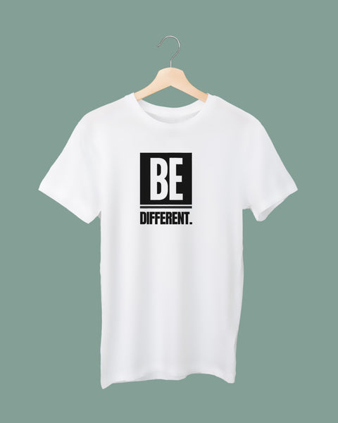 Be Different - White Printed T-Shirt Crew Neck