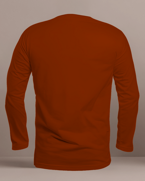 Classic Plain T-Shirt Rust Color Crew Neck Full Sleeves