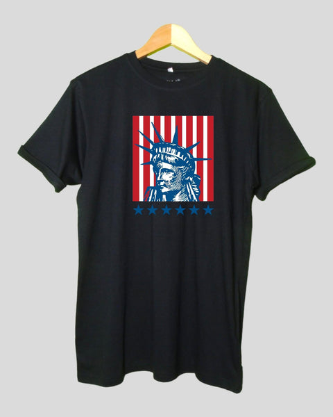 Men's Americal Flag Theme T shirt Black color Round Neck Half Sleeves