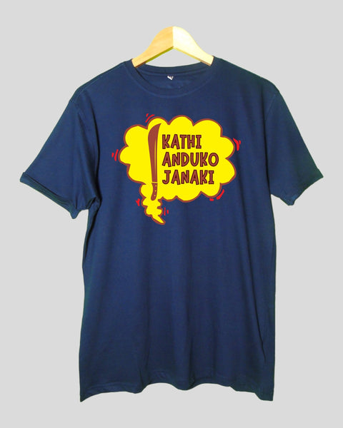 Men's Kathi Anduko Janaki T shirt Navy Blue color Round Neck Half Sleeves