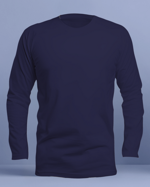 Classic Plain T-Shirt Navy Blue Color Crew Neck Full sleeves