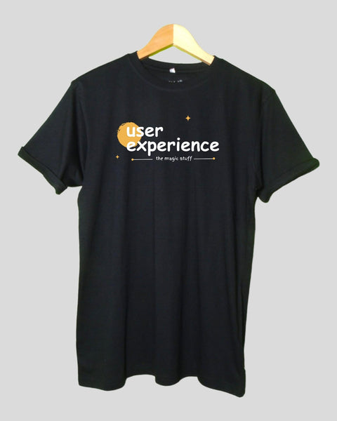 Men's User Experience Theme T shirt Black color Round Neck Half Sleeves