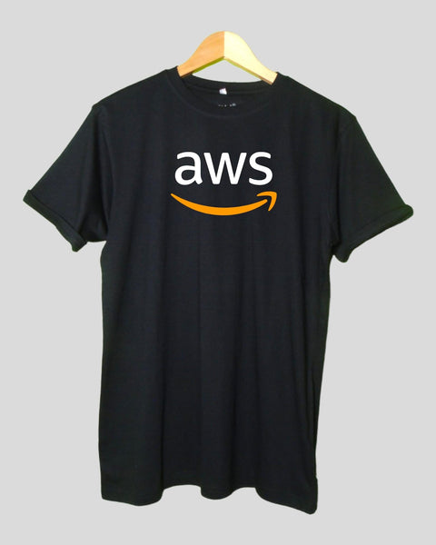 Men's AWS Theme T shirt Black color Round Neck Half Sleeves
