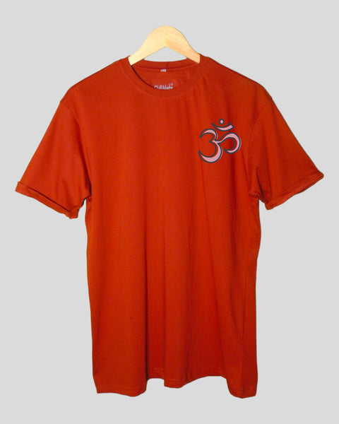 Men's  Ohm theme T shirt Rust color Round Neck Half Sleeves
