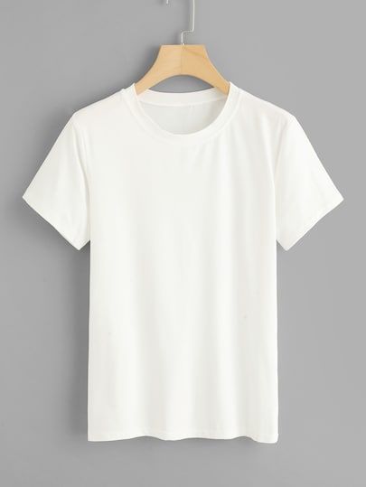 Classic White Plain T-Shirt White Colour Crew Neck