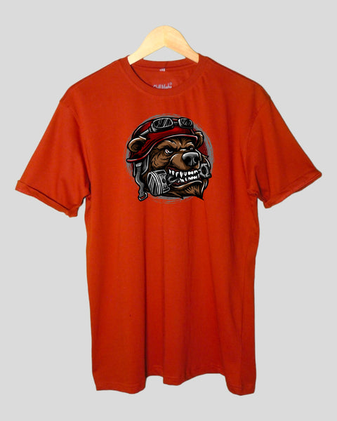 Men's Rider theme T shirt Rust color Round Neck Half Sleeves