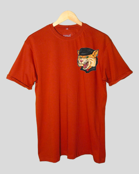 Men's Captain Dog theme T shirt Rust color Round Neck Half Sleeves
