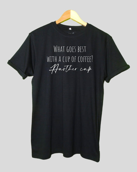 Mens What goes first T shirt Black color Round Neck Half Sleeves