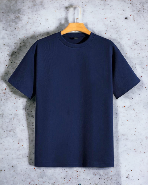 Men's Navy Blue colour round neck half sleeves