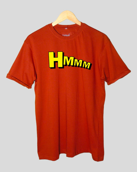 Men's Hmm theme T shirt Rust color Round Neck Half Sleeves