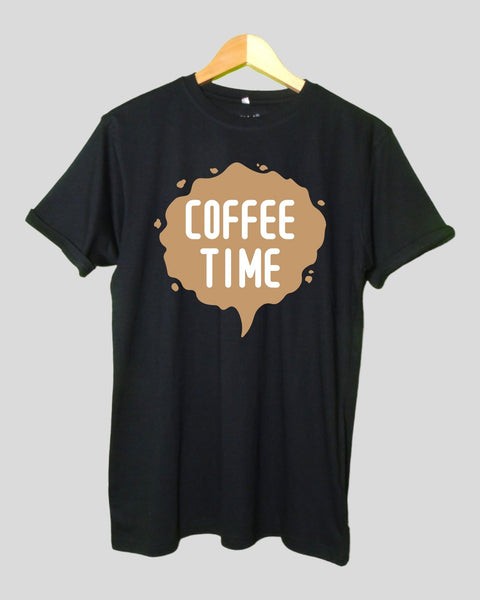 Mens Coffee Time T shirt Black color Round Neck Half Sleeves
