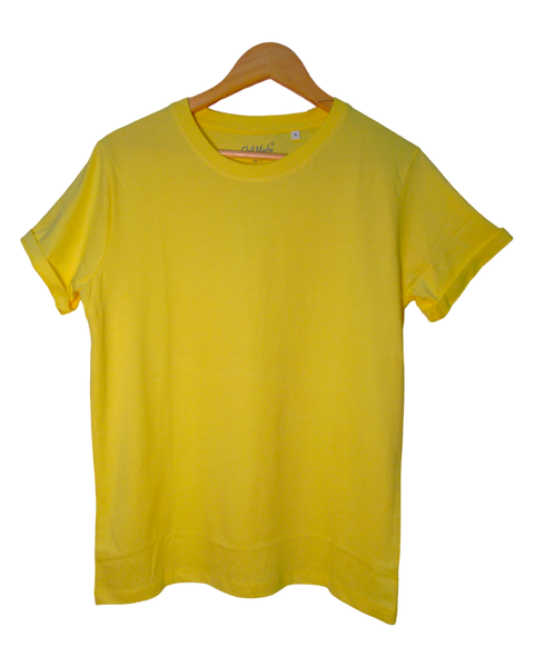 Classic Plain T-Shirt Pale Yellow Colour Crew Neck