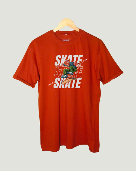 Skate Designed Rust Color Neck T shirt