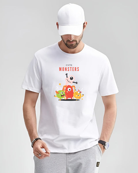 Cute Monsters designed Neck T shirt