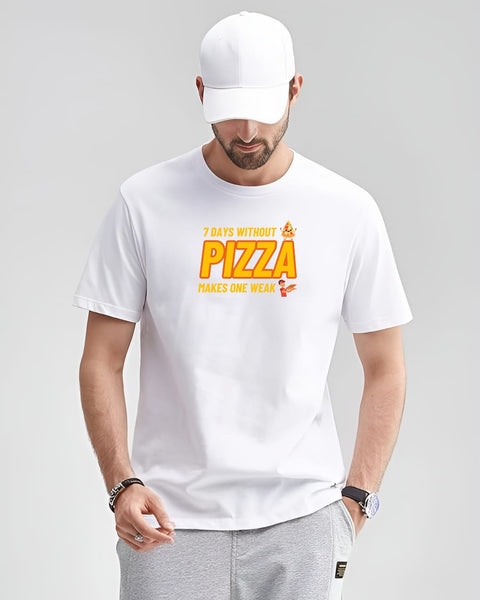 7 Days Without Pizza Makes One Weak designed Neck T shirt