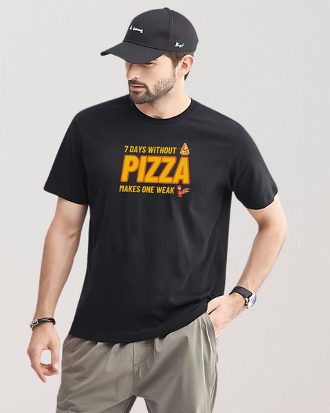 7 Days Without Pizza Makes One Weak designed Neck T shirt